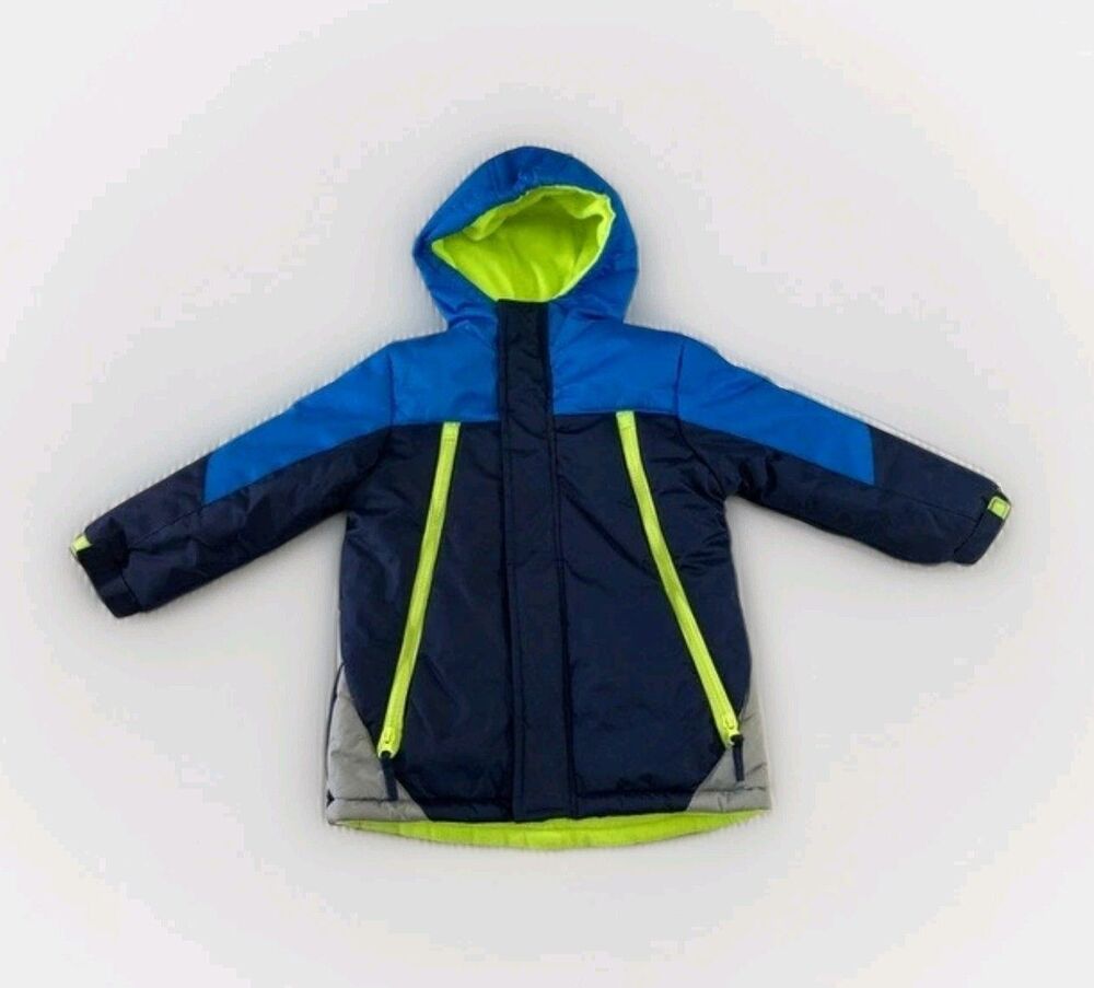 Wippette Boys 4 Blue Gray Hooded Puffer Jacket Winter Coat Full Zip Insulated